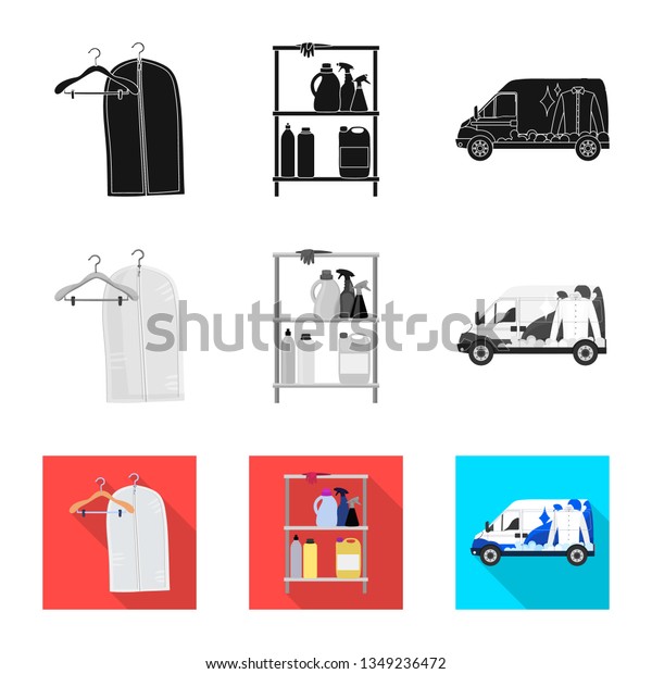 Vector design of laundry and clean\
icon. Collection of laundry and clothes vector icon for\
stock.