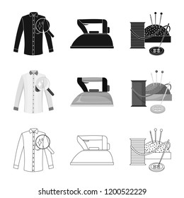 Vector design of laundry and clean logo. Set of laundry and clothes stock vector illustration.