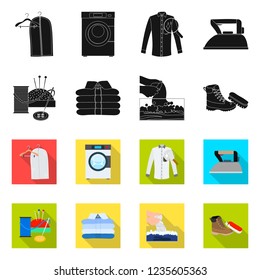 Vector design of laundry and clean logo. Set of laundry and clothes stock symbol for web.
