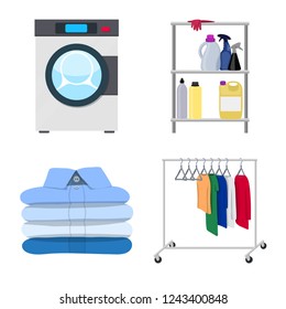 Vector design of laundry and clean logo. Set of laundry and clothes vector icon for stock.