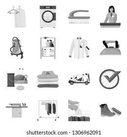 Vector design of laundry and clean logo. Collection of laundry and clothes stock symbol for web.