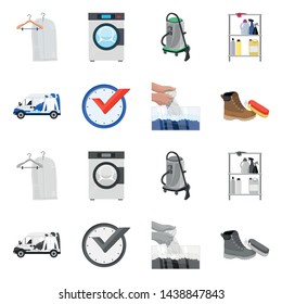 Vector design of laundry and clean logo. Collection of laundry and clothes stock vector illustration.