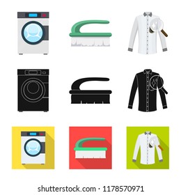 Vector design of laundry and clean sign. Set of laundry and clothes vector icon for stock.