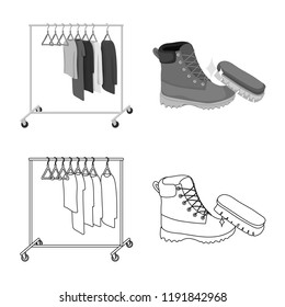 Vector design of laundry and clean sign. Collection of laundry and clothes vector icon for stock.