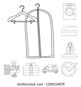 Vector design of laundry and clean sign. Collection of laundry and clothes stock vector illustration.