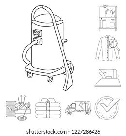 Vector design of laundry and clean sign. Collection of laundry and clothes stock vector illustration.