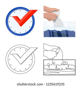 Vector design of laundry and clean sign. Collection of laundry and clothes stock vector illustration.