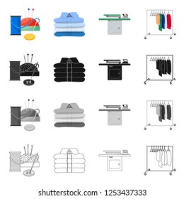 Vector design of laundry and clean sign. Collection of laundry and clothes stock vector illustration.