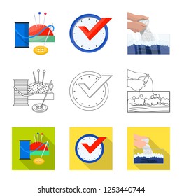 Vector design of laundry and clean sign. Set of laundry and clothes stock symbol for web.