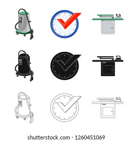 Vector design of laundry and clean sign. Set of laundry and clothes stock symbol for web.