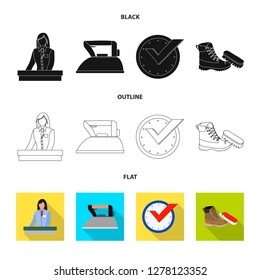 Vector design of laundry and clean sign. Set of laundry and clothes stock vector illustration.