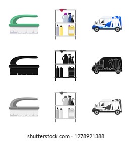 Vector design of laundry and clean sign. Set of laundry and clothes stock vector illustration.