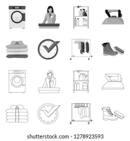 Vector design of laundry and clean sign. Set of laundry and clothes stock vector illustration.