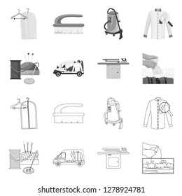 Vector design of laundry and clean sign. Set of laundry and clothes stock vector illustration.
