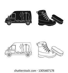 Vector design of laundry and clean sign. Set of laundry and clothes stock vector illustration.