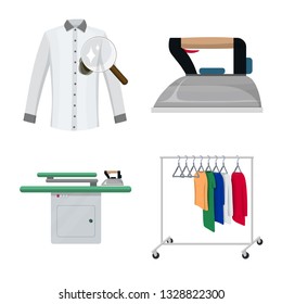 Vector design of laundry and clean sign. Set of laundry and clothes stock vector illustration.