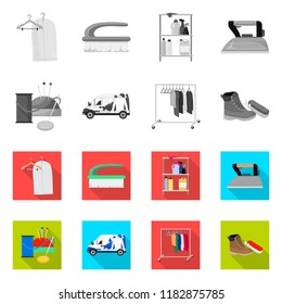 Vector design of laundry and clean symbol. Set of laundry and clothes stock vector illustration.