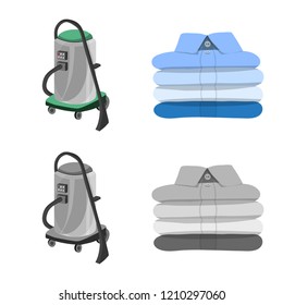 Vector design of laundry and clean symbol. Collection of laundry and clothes stock symbol for web.