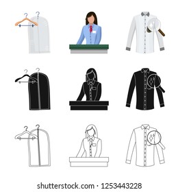 Vector design of laundry and clean symbol. Collection of laundry and clothes stock vector illustration.