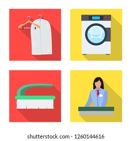 Vector design of laundry and clean symbol. Set of laundry and clothes stock symbol for web.
