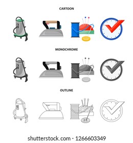 Vector design of laundry and clean symbol. Set of laundry and clothes stock vector illustration.