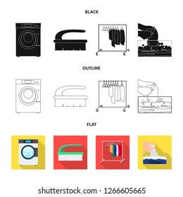 Vector design of laundry and clean symbol. Collection of laundry and clothes stock vector illustration.