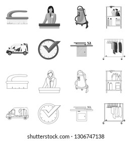 Vector design of laundry and clean symbol. Collection of laundry and clothes stock symbol for web.