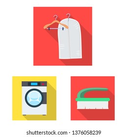 Vector design of laundry and clean symbol. Collection of laundry and clothes stock vector illustration.