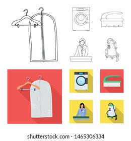 Vector design of laundry and clean symbol. Set of laundry and clothes vector icon for stock.