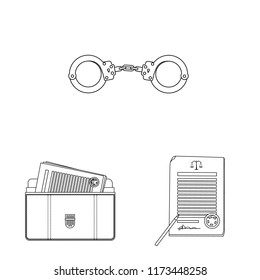 Vector design of law and lawyer icon. Set of law and justice stock vector illustration.