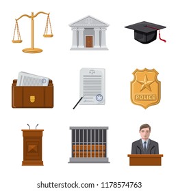 Vector design of law and lawyer icon. Set of law and justice stock symbol for web.