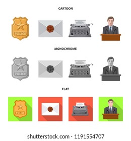 Vector design of law and lawyer icon. Set of law and justice vector icon for stock.