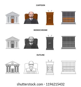 Vector design of law and lawyer icon. Set of law and justice stock vector illustration.