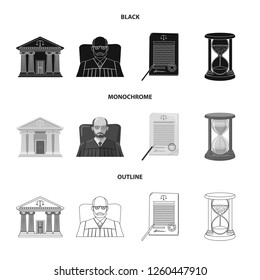Vector design of law and lawyer icon. Collection of law and justice stock vector illustration.