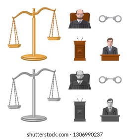Vector design of law and lawyer icon. Collection of law and justice stock symbol for web.
