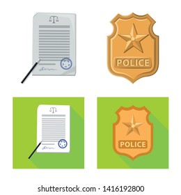 Vector design of law and lawyer icon. Set of law and justice stock vector illustration.