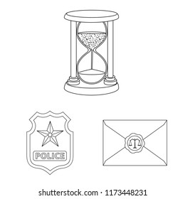 Vector design of law and lawyer logo. Collection of law and justice vector icon for stock.