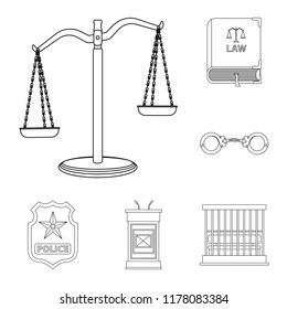 Vector design of law and lawyer logo. Set of law and justice stock symbol for web.