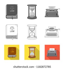 Vector design of law and lawyer logo. Set of law and justice vector icon for stock.