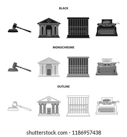 Vector design of law and lawyer logo. Collection of law and justice vector icon for stock.