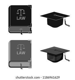 Vector design of law and lawyer logo. Set of law and justice stock vector illustration.