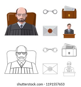 Vector design of law and lawyer logo. Collection of law and justice stock symbol for web.