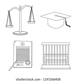 Vector design of law and lawyer logo. Collection of law and justice stock symbol for web.