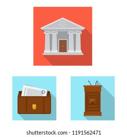 Vector design of law and lawyer logo. Collection of law and justice stock vector illustration.