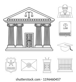 Vector design of law and lawyer logo. Collection of law and justice stock vector illustration.