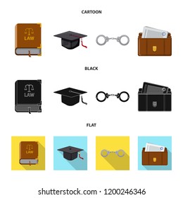 Vector design of law and lawyer logo. Set of law and justice stock vector illustration.