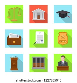 Vector design of law and lawyer logo. Collection of law and justice stock symbol for web.