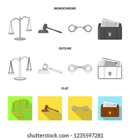 Vector design of law and lawyer logo. Collection of law and justice stock vector illustration.