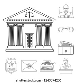 Vector design of law and lawyer logo. Set of law and justice stock symbol for web.