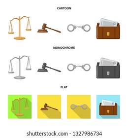 Vector design of law and lawyer logo. Set of law and justice vector icon for stock.